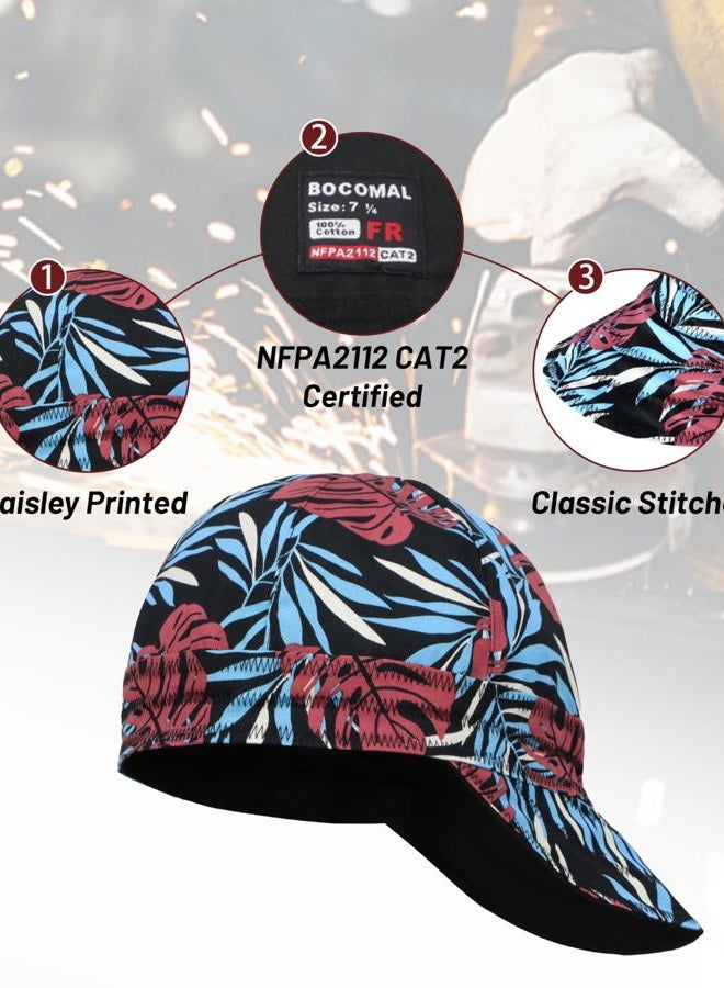 BOCOMAL 2 Pack Welding Cap Plaid Style CAT2 NFPA2112 Flame Resistant 6.5OZ Midweight Welder Hats 7 1/4 - Image 3