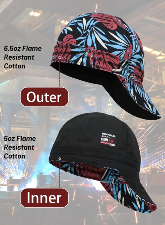 BOCOMAL 2 Pack Welding Cap Plaid Style CAT2 NFPA2112 Flame Resistant 6.5OZ Midweight Welder Hats 7 1/4 - Image 2