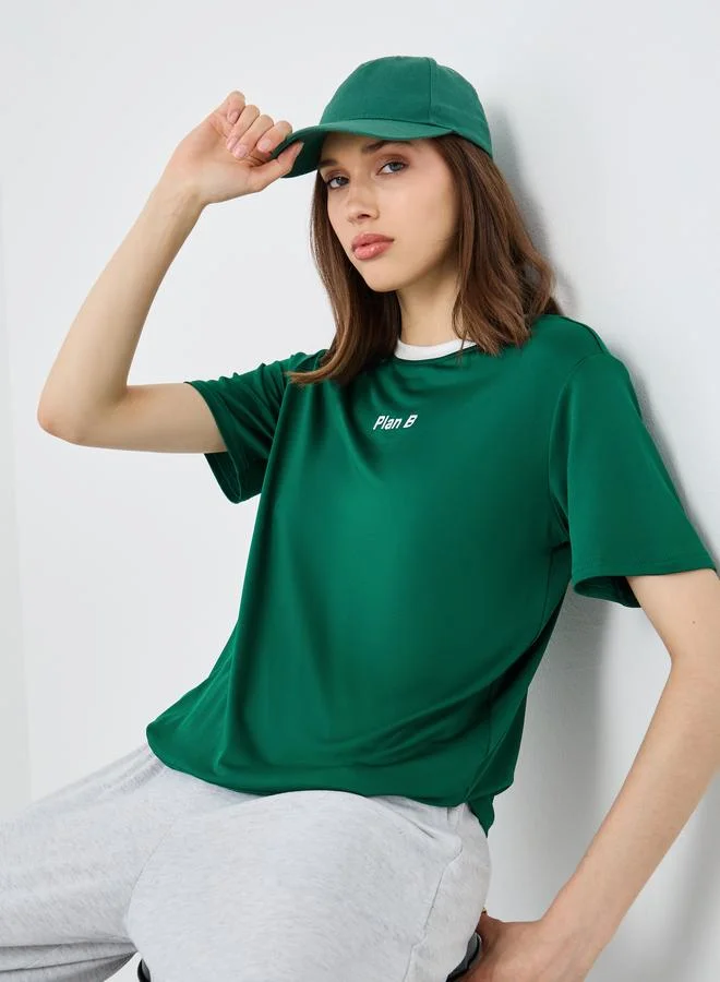 تايك تو Take Two Slogan Print Regular Fit T-Shirt