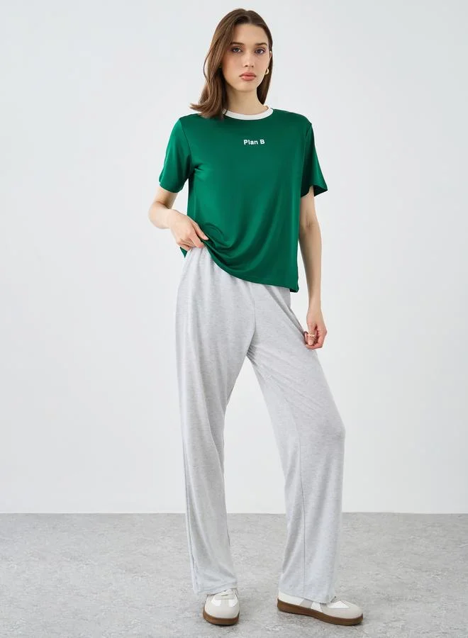 تايك تو Take Two Slogan Print Regular Fit T-Shirt