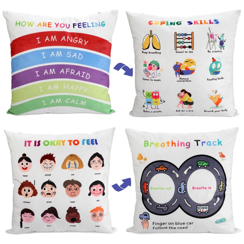 B BBPM Classroom Must Haves Throw Pillow Covers Set of 2 - Calming Corner School Counselor Office Mental Health Pillow Decor Calm Down Corner Items for Home Kids Dutch Velvet 18x18 Inch - Image 1