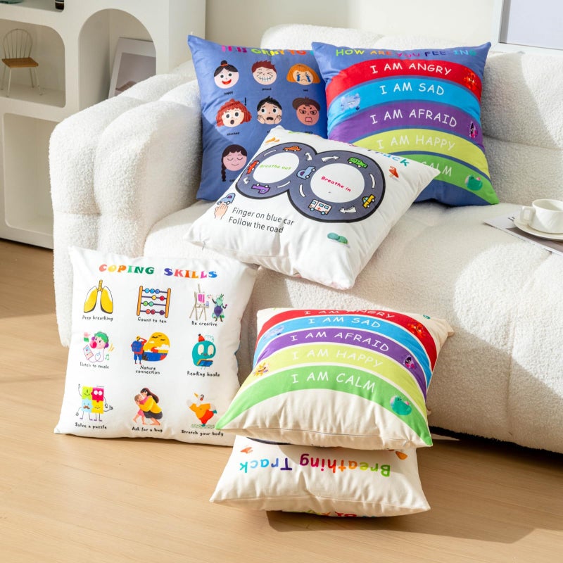 B BBPM Classroom Must Haves Throw Pillow Covers Set of 2 - Calming Corner School Counselor Office Mental Health Pillow Decor Calm Down Corner Items for Home Kids Dutch Velvet 18x18 Inch - Image 4