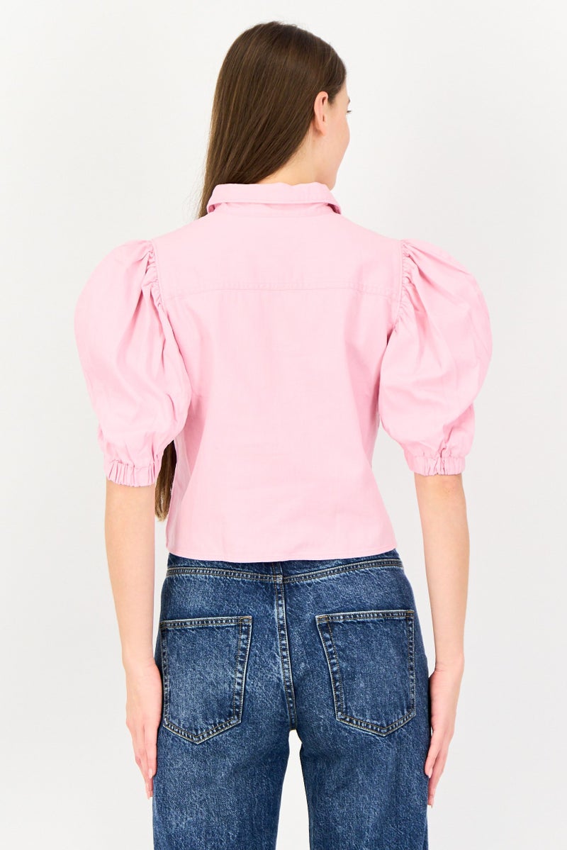 Levi's قميص نسائي بأكمام طويلة وياقة مفتوحة، وردي - Image 4