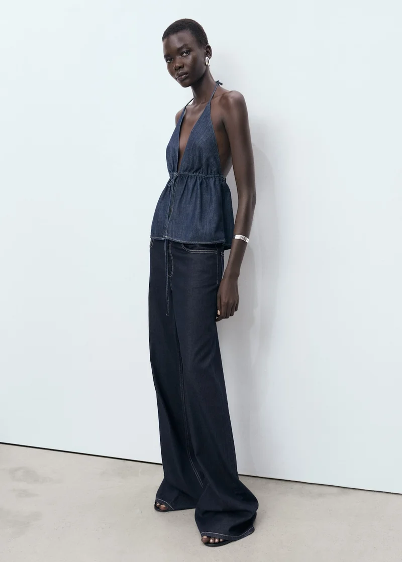 مانجو جينز واسع بخصر منخفض