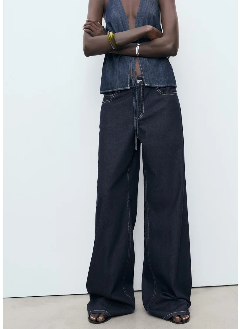 MANGO Low Waist Wide Leg Jeans