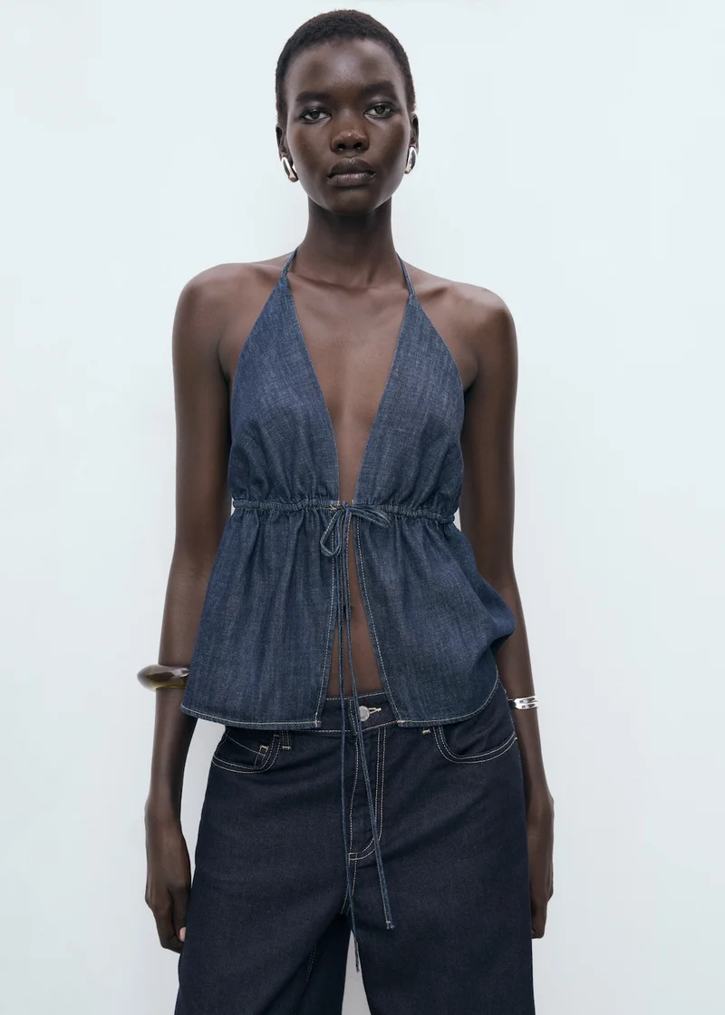 مانجو جينز واسع بخصر منخفض