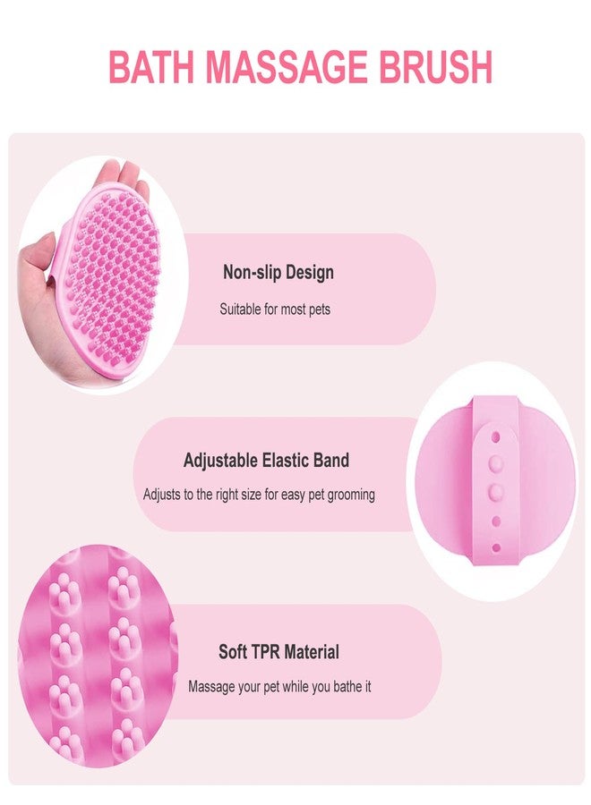 Kemodia 2 Piece Pink Pet Bath Supplies with Dog Washing Gloves and Dog Bath Scrubber - Image 3