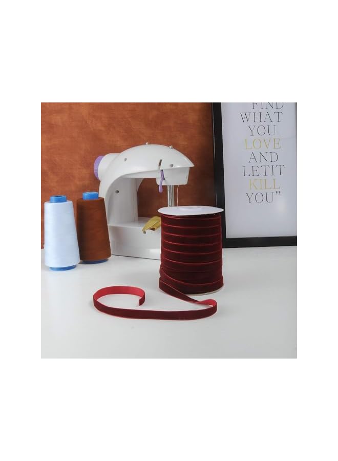 The Bros 50 ياردة شريط مخمل قديم مخملي مهروس لتزيين حفلات الزفاف قلادة تشوكر تغليف هدايا (أحمر نبيذي، 3/8" ) - Image 4