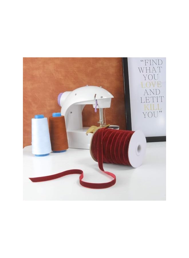 The Bros 50 ياردة شريط مخمل قديم مخملي مهروس لتزيين حفلات الزفاف قلادة تشوكر تغليف هدايا (أحمر نبيذي، 3/8" ) - Image 5