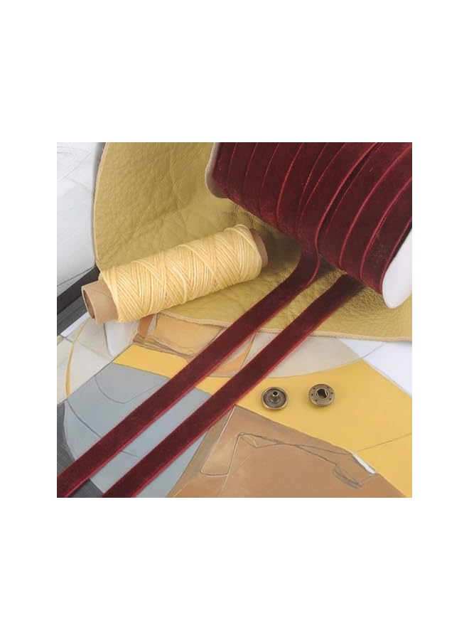 The Bros 50 ياردة شريط مخمل قديم مخملي مهروس لتزيين حفلات الزفاف قلادة تشوكر تغليف هدايا (أحمر نبيذي، 3/8" ) - Image 3