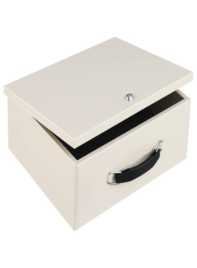 Dalmbox Portable Fire Safe Box with Key Lock, Fire Resistant Metal Lock Box for Documents, Security Strong Storage Box Safety Deposit Box for Home, Outside, Car, XL Large,13.2”x 11”x 5.1'', Beige - Image 1