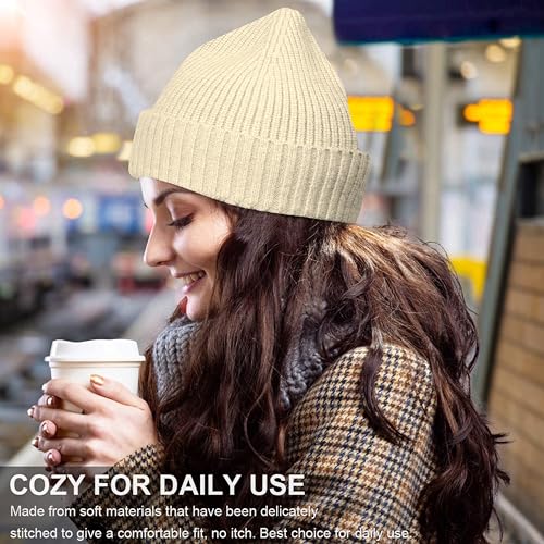 NORTHWIND Ribbed Winter Cap for Men and Women, Beanie Woolen Cap for Women, Winter Wear, Beanie Cap for Men, Woolen Cap for Man (Beige) - Image 3