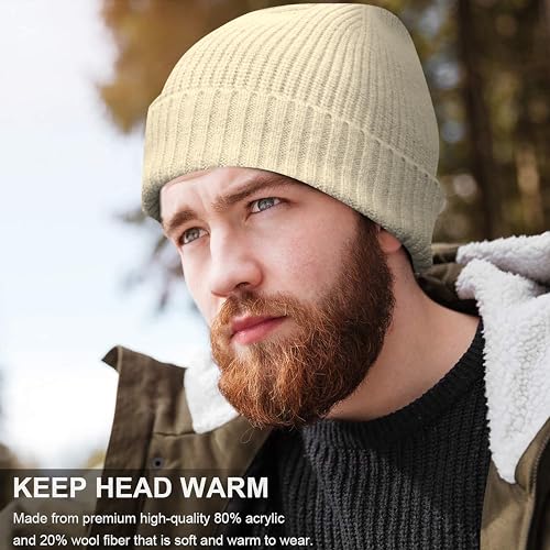 NORTHWIND Ribbed Winter Cap for Men and Women, Beanie Woolen Cap for Women, Winter Wear, Beanie Cap for Men, Woolen Cap for Man (Beige) - Image 2