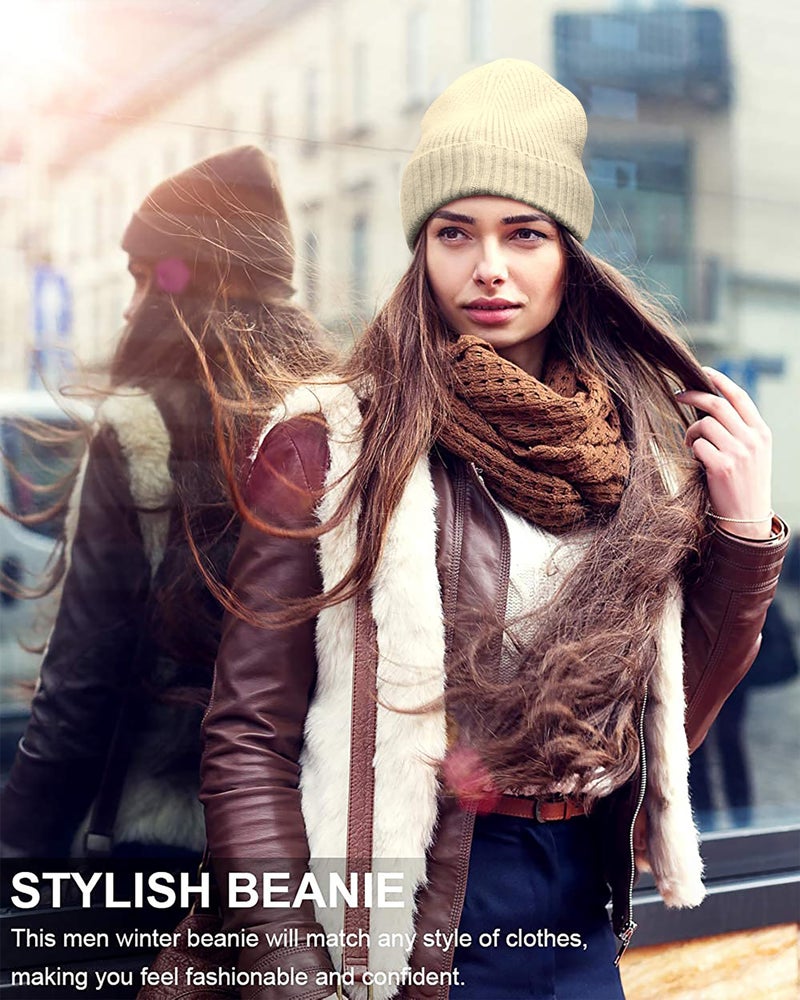 NORTHWIND Ribbed Winter Cap for Men and Women, Beanie Woolen Cap for Women, Winter Wear, Beanie Cap for Men, Woolen Cap for Man (Beige) - Image 5