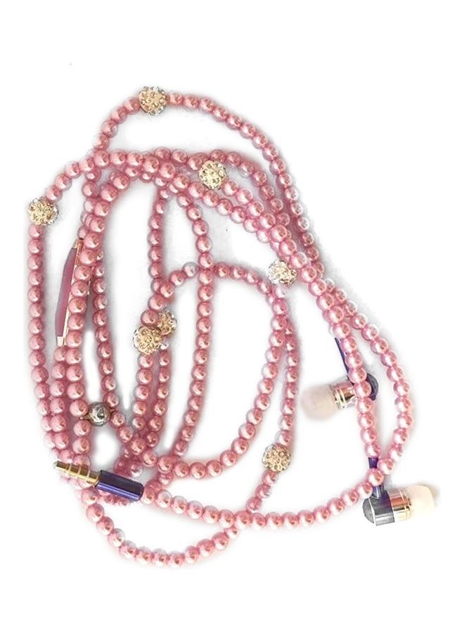 NIBEMINENT Pearl Necklace Stereo Earphones With Microphone Purple - Image 1