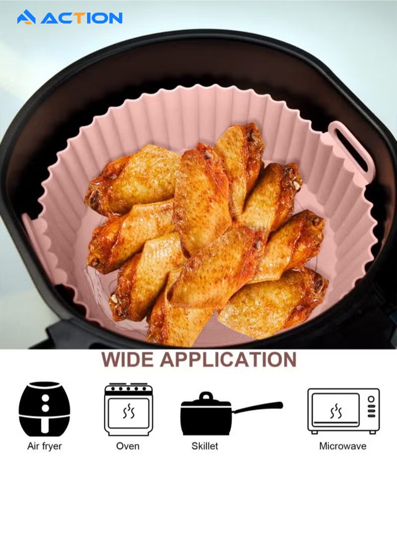ACTION Air Fryer Silicone Pot 2Pcs Air Fryer Silicone Liners Round Food Safe Non Stick Air Fryer Basket Accessories Reusable Replacement of Flammable Parchment Liner Paper Fits 3QT 4QT 5QT Air Fryer - Image 3