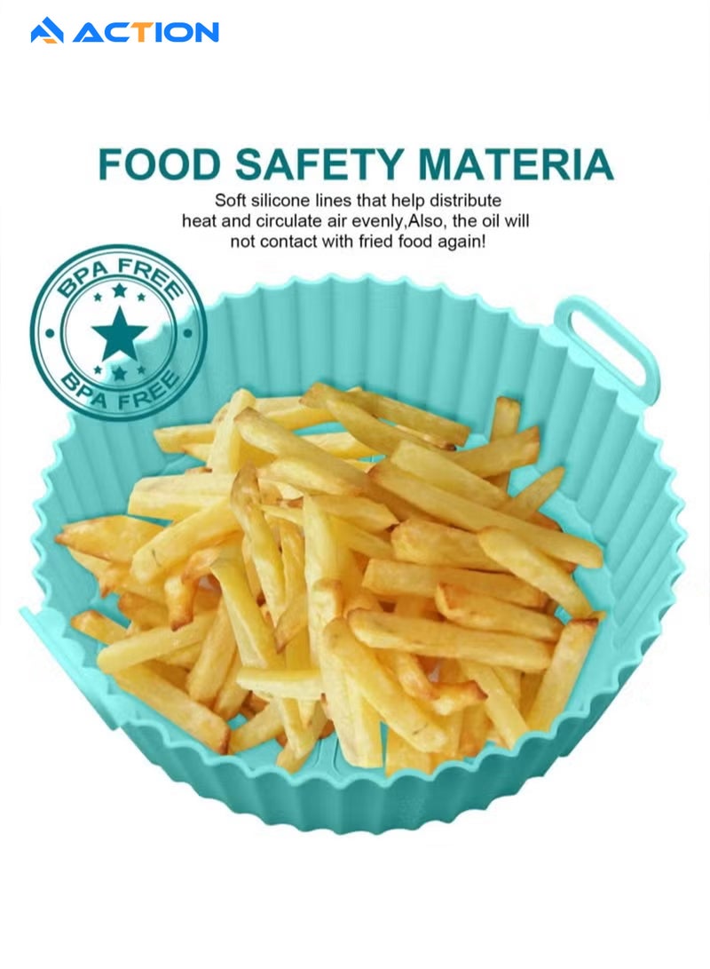 ACTION Air Fryer Silicone Pot 2Pcs Air Fryer Silicone Liners Round Food Safe Non Stick Air Fryer Basket Accessories Reusable Replacement of Flammable Parchment Liner Paper Fits 3QT 4QT 5QT Air Fryer - Image 4