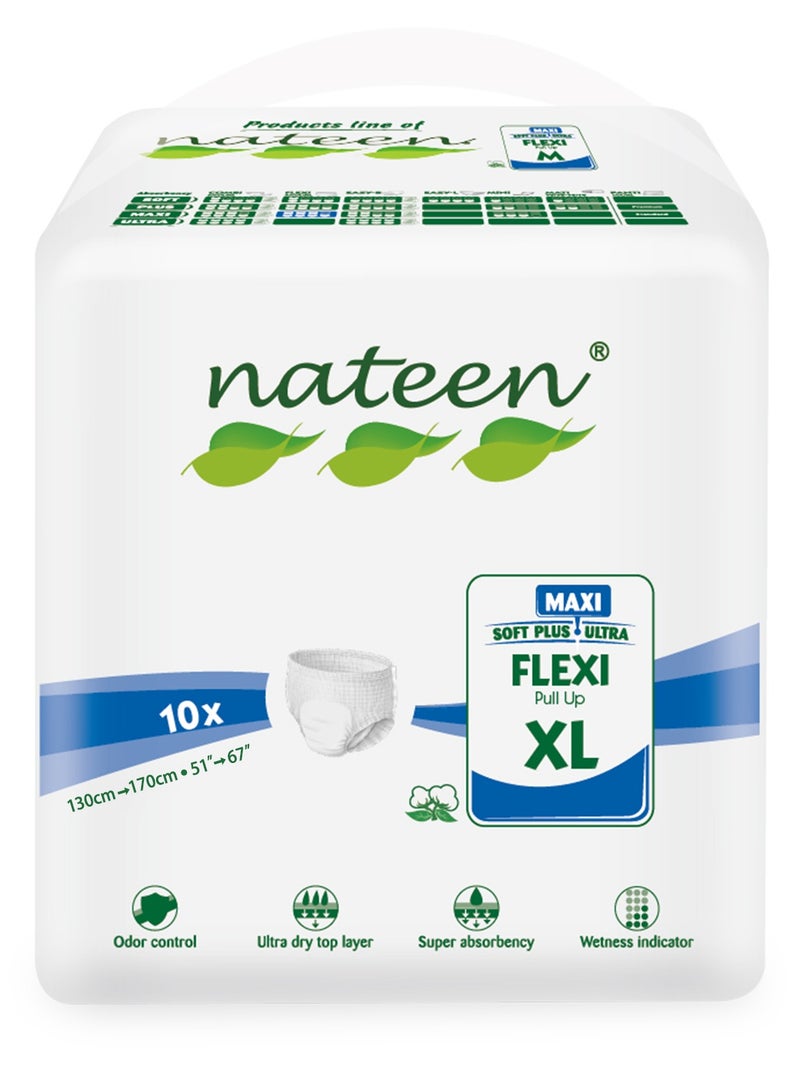 nateen سراويل حفاضات الكبار المرنة ماكسي، سحب لأعلى أثناء الليل، كبير جدًا، مقاس الخصر 130-170 سم، 10 قطع سحب للكبار، راحة فائقة، مزيج ممتاز من الحماية. (10 عدد) - Image 1