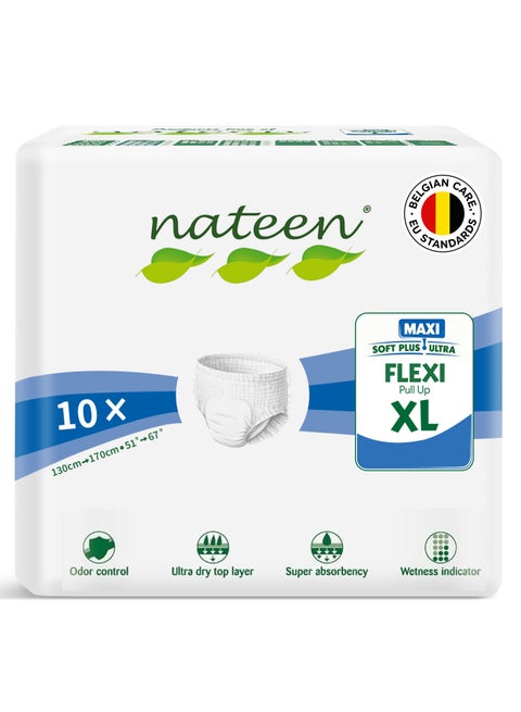 Flexi Maxi Adult Diapers Pants,Incontinence Night Time Pull Up,Extra Large,Waist Size 130-170Cm,10 Count Adult Pull Ups,Superior Comfort,Excellent Combination Of Protection. (10 Count)