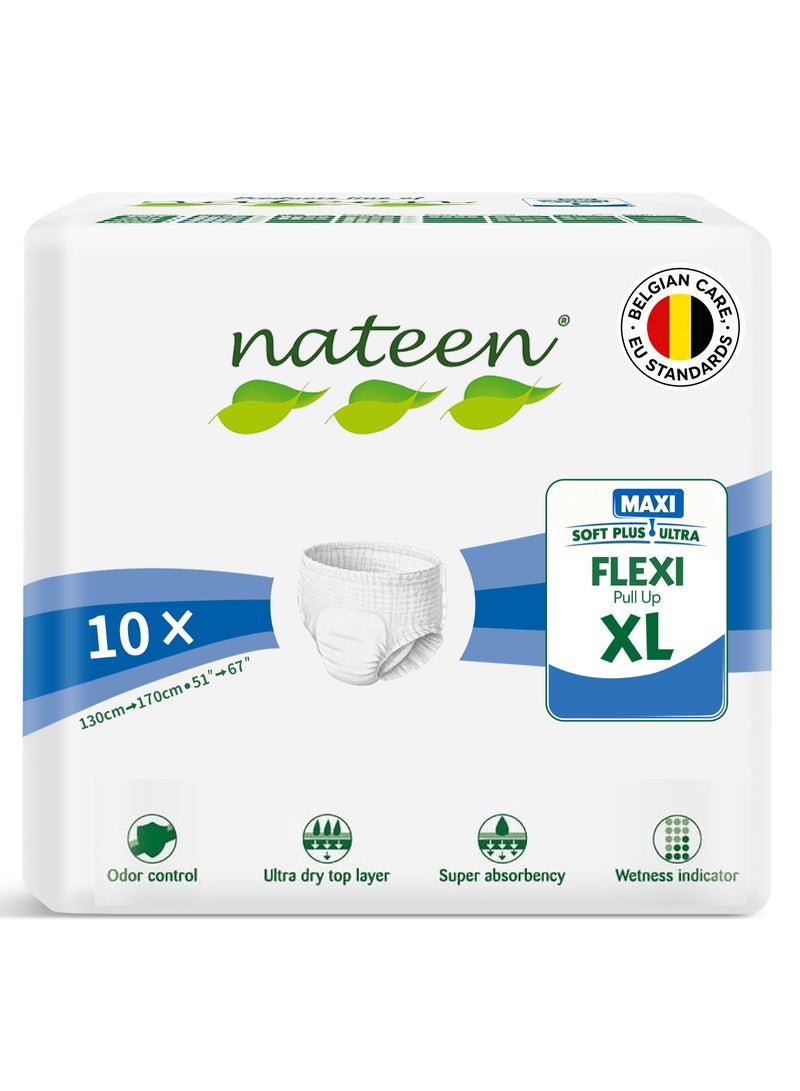 nateen Flexi Maxi Adult Diapers Pants,Incontinence Night Time Pull Up,Extra Large,Waist Size 130-170Cm,10 Count Adult Pull Ups,Superior Comfort,Excellent Combination Of Protection. (10 Count) - Image 1