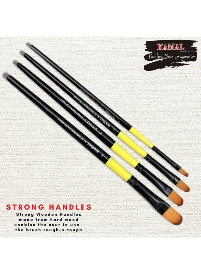 KAMAL Neon Series Set of 4 Filbert Brushes in Synthetic Bristle for Water, Acrylic and Oil Painting for Professionals. Available with Free Utility Pouch - Image 2