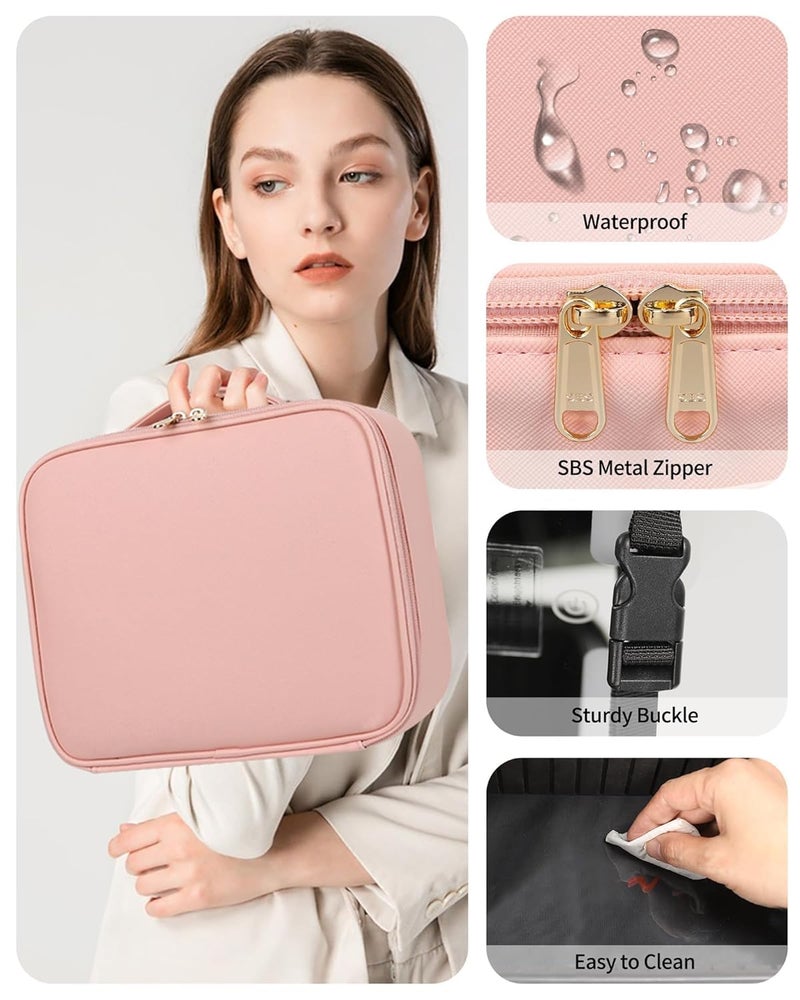 Gattica Makeup Bag with LED Mirror, Cute Cosmetic Bags Birthday Gifts for Girls Women, Makeup Train Case Artists Organizer Large Make Up Bags with Light Up Mirror 3 Color Lights (Pink) - Image 5