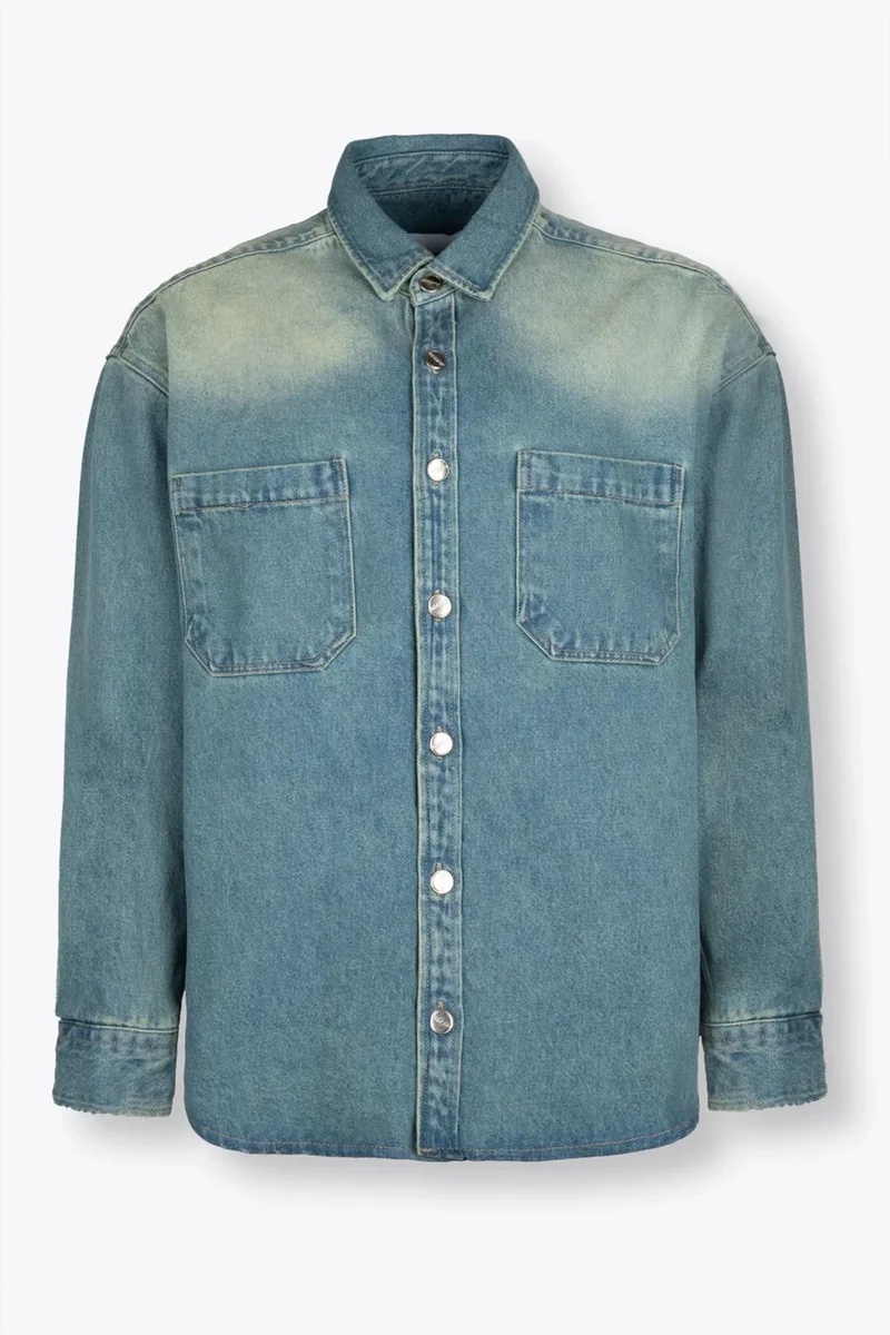 Giesto Light-Mid Blue Denim GIESTO Men's Denim Shirt With Pocket for Men | Best Price UAE