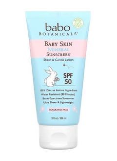 Babo Botanicals Baby Skin Mineral Sunscreen Lotion SPF 50 Fragrance Free 3 fl oz 89 ml  - Image 1