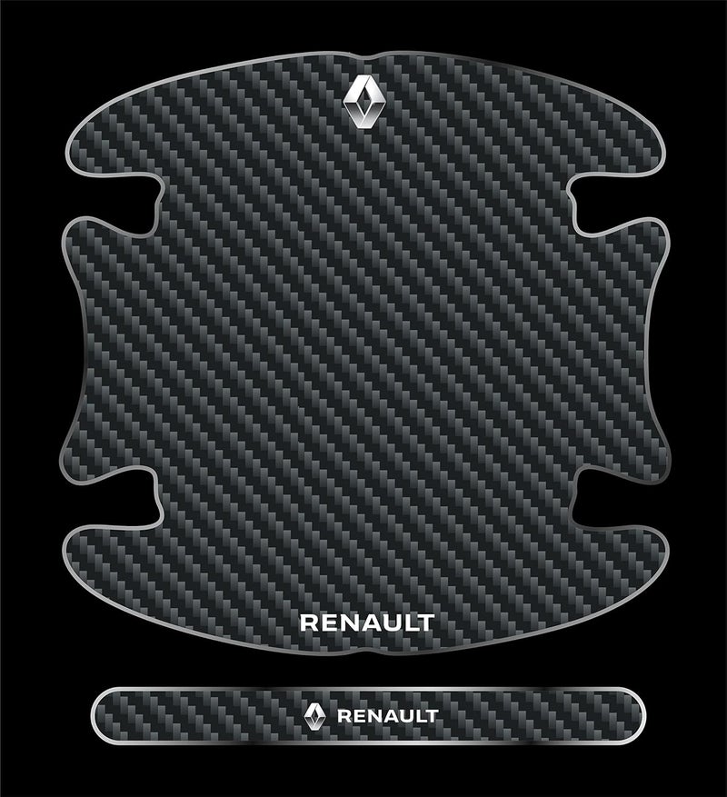 BIG FLAG 3D Gel Type Car Door Carbon Fiber Handle Cup and Handle Stripe Scratch Guard Sticker Universal for Specific Brand (Pack of 8) (3DDRSTCFSQVAR) (RENALT) - Image 1