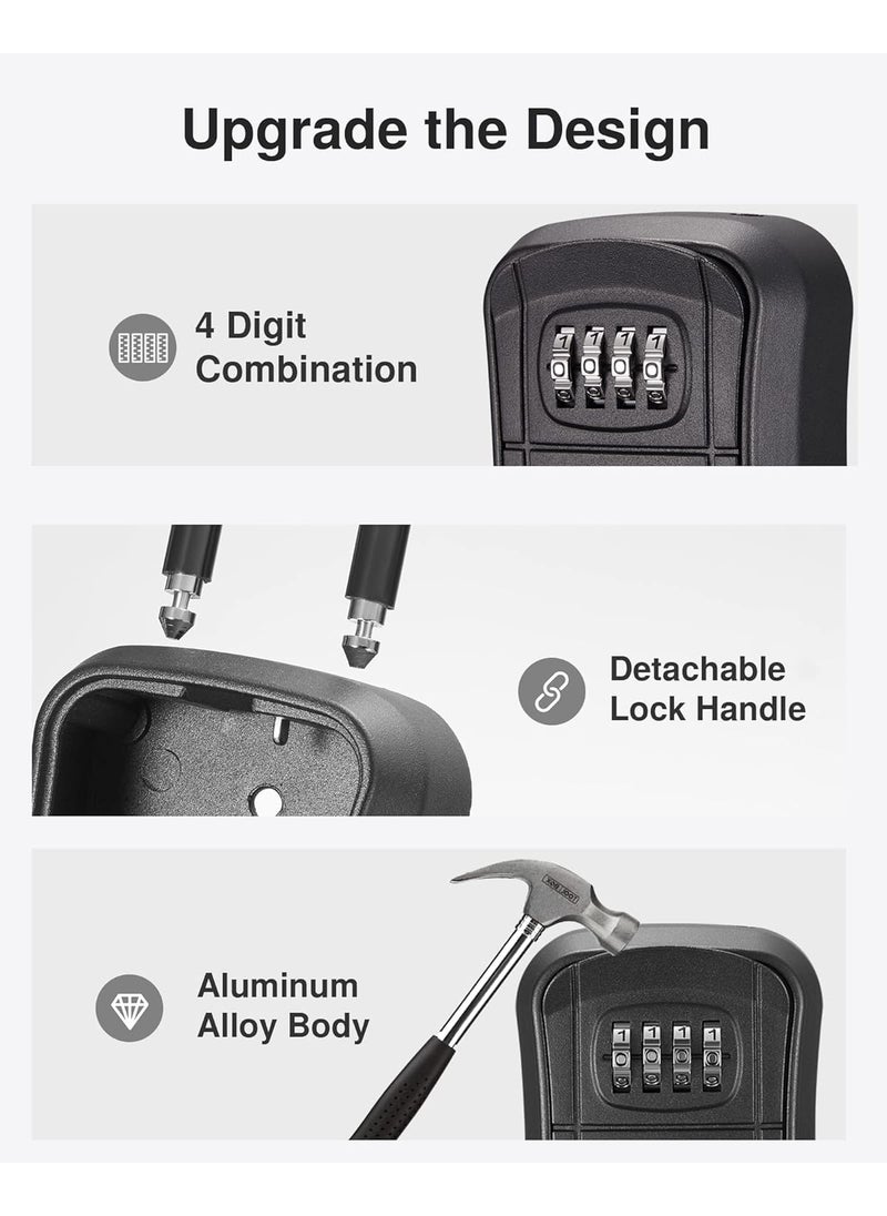 JAMUNESH ENTERPRISE JAMUNESH ENTERPRISE key lock box wall mounted combination key safe lock box outdoor storage box with code combination password security Storage Lock Box Combination Padlocks for outside Black Hook  - Image 4