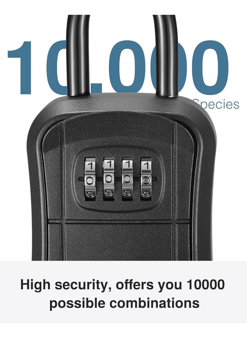 JAMUNESH ENTERPRISE JAMUNESH ENTERPRISE key lock box wall mounted combination key safe lock box outdoor storage box with code combination password security Storage Lock Box Combination Padlocks for outside Black Hook  - Image 3