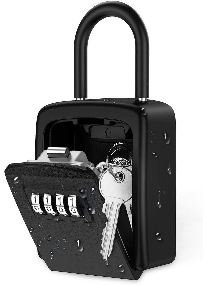JAMUNESH ENTERPRISE JAMUNESH ENTERPRISE key lock box wall mounted combination key safe lock box outdoor storage box with code combination password security Storage Lock Box Combination Padlocks for outside Black Hook  - Image 1