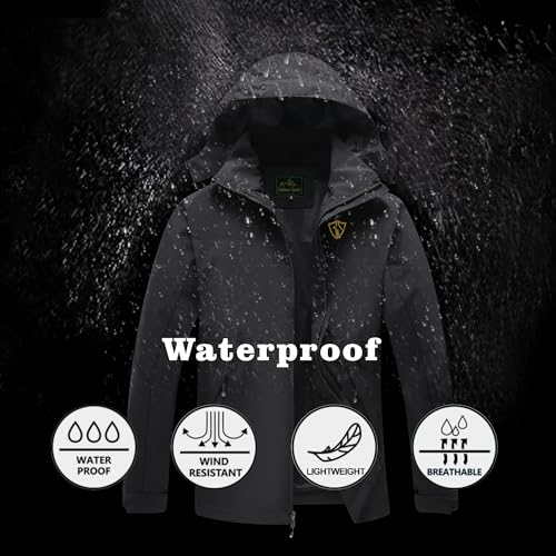 GIISAM Rain Jacket for Men, Mens Waterproof Raincoat Lightweight Rain Jackets Outdoor Rain Coat Windbreaker with Hood - Image 3