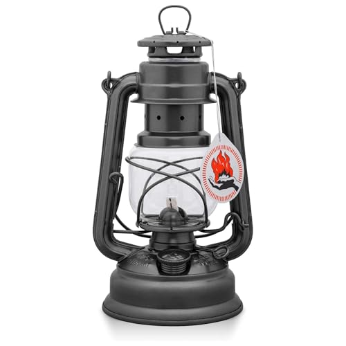 Feuerhand Outdoor Kerosene Fuel Lantern, German Made Weather Resistant Baby Special 276 Galvanized Hurricane Lamp for Camping or Patio, 10 Inches, Sparkling Iron Gray - Image 1