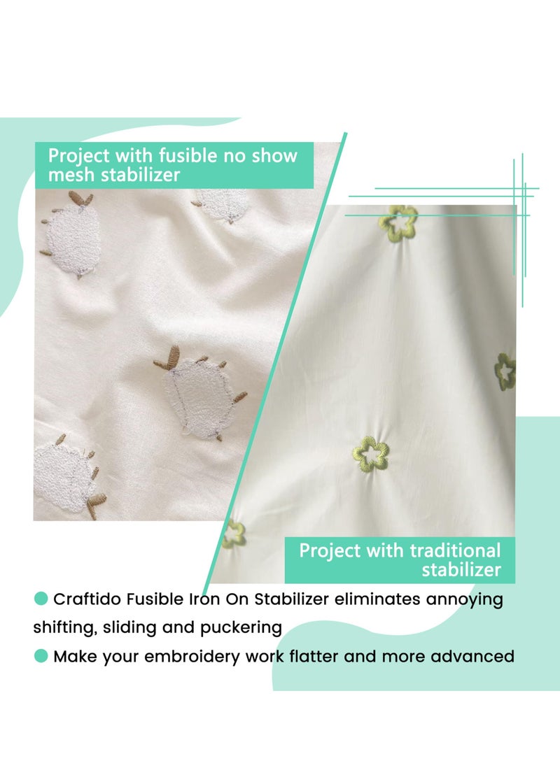 Excefore مثبت تطريز ماكينة شبكي لا يُظهر، دعم 10" × 25 ياردة رول - وزن خفيف 1.8 أونصة لتطريز الماكينة والخياطة اليدوية - Image 2