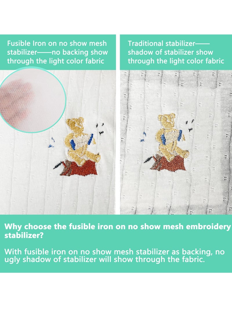 Excefore مثبت تطريز ماكينة شبكي لا يُظهر، دعم 10" × 25 ياردة رول - وزن خفيف 1.8 أونصة لتطريز الماكينة والخياطة اليدوية - Image 3