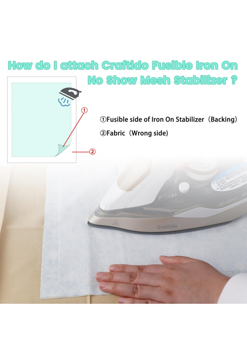 Excefore مثبت تطريز ماكينة شبكي لا يُظهر، دعم 10" × 25 ياردة رول - وزن خفيف 1.8 أونصة لتطريز الماكينة والخياطة اليدوية - Image 4