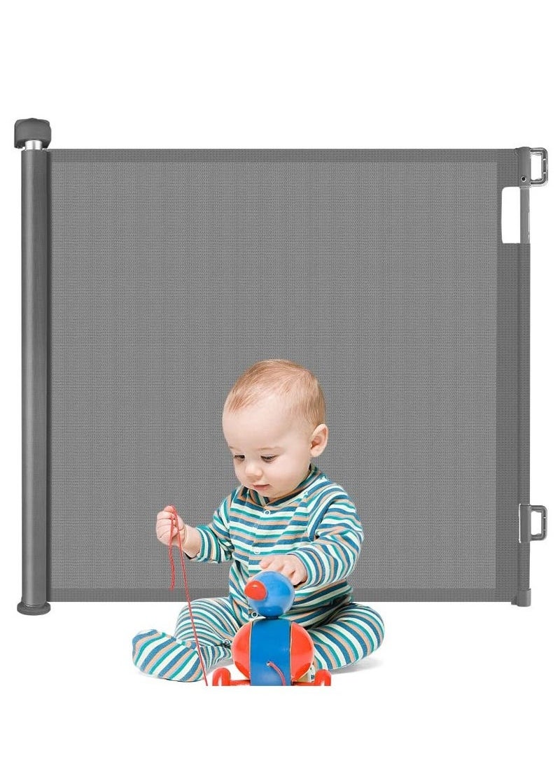 MIXDE Retractable Mesh Baby Toddlers Safety Gate Kit for Stairs Indoor Outdoor Doorway Hallway  - Image 1