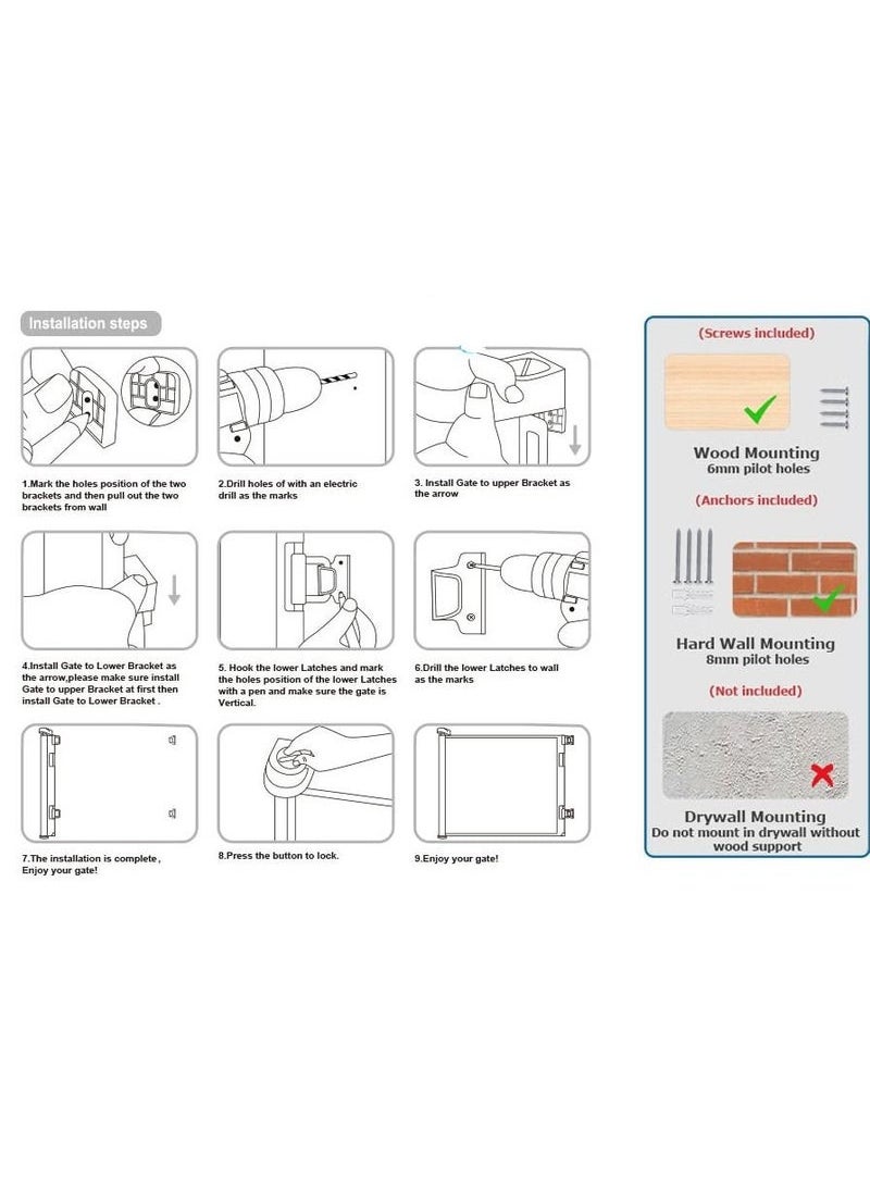 MIXDE Retractable Mesh Baby Toddlers Safety Gate Kit for Stairs Indoor Outdoor Doorway Hallway  - Image 2
