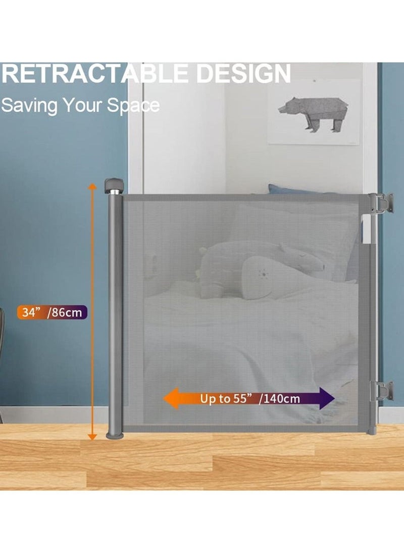 MIXDE Retractable Mesh Baby Toddlers Safety Gate Kit for Stairs Indoor Outdoor Doorway Hallway  - Image 3
