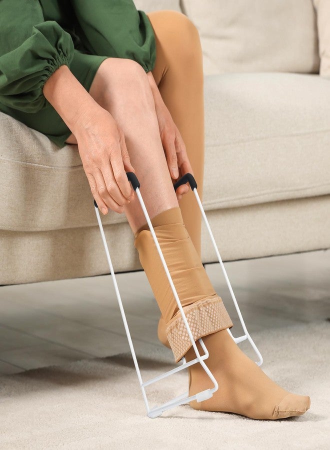 Hiumtree Stocking Donner, Sock Aid Tool to Put on Compression Socks for Medium Calves Less Than 18" in Circumference (Compatible for JOBST,SB SOX,CHARMKING,FITRELL,Bluemaple,COOLOVER) White - Image 2