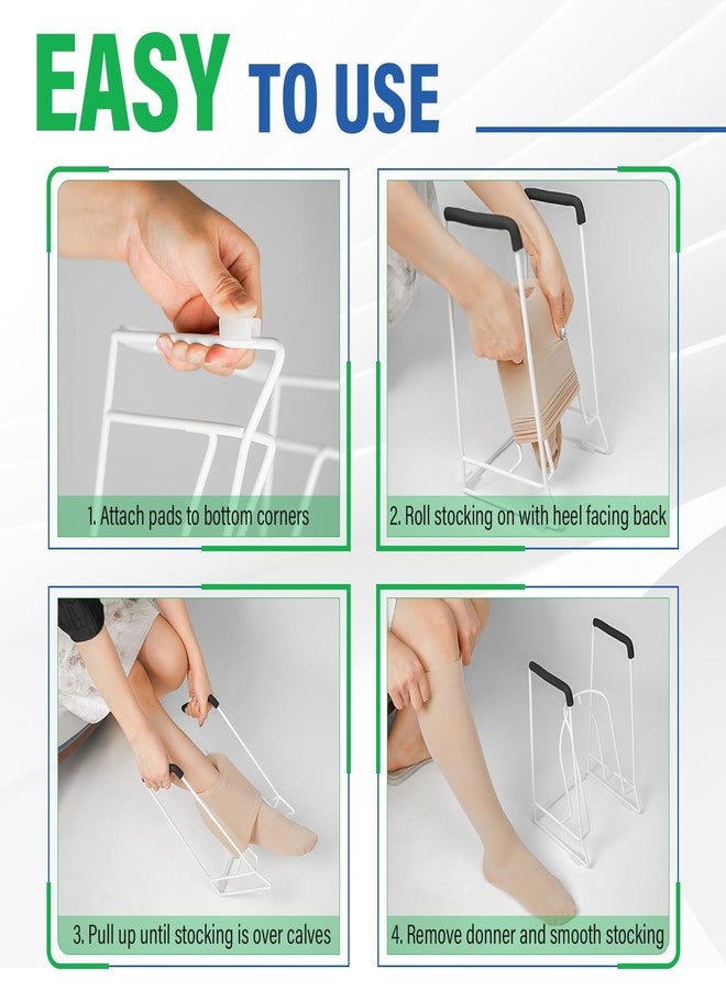 Hiumtree Stocking Donner, Sock Aid Tool to Put on Compression Socks for Medium Calves Less Than 18" in Circumference (Compatible for JOBST,SB SOX,CHARMKING,FITRELL,Bluemaple,COOLOVER) White - Image 3