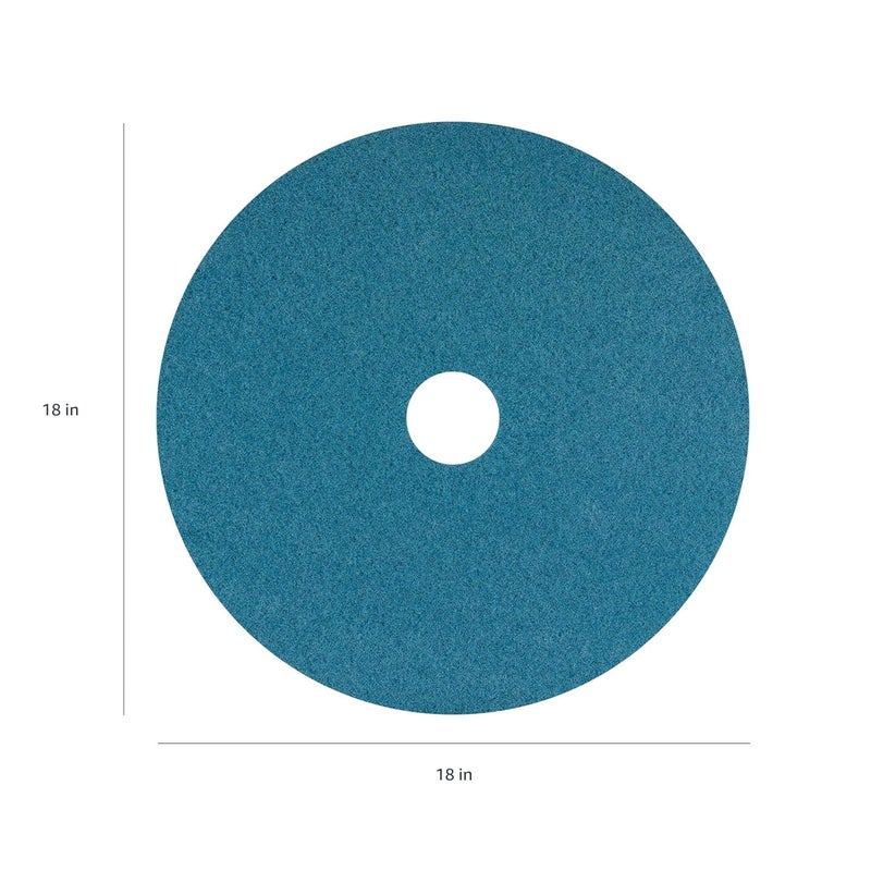 Americo Blue Cleaner Floor Pad, 18" Diameter, 3.25" Center Hole, 5 Pads/Case, Machine Cleaner Floor Pads for Medium Scrubbing, Made of 100% Recycled Content, USA Made - Image 2