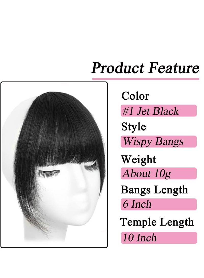 General Clip in Bangs 100% Real Human Hair Bangs Hair Clip Thin Dark Brown Fake Bangs,Clip on Bangs for Women Faux Bangs Clip in Hairpieces with Hair Roller  - Image 2