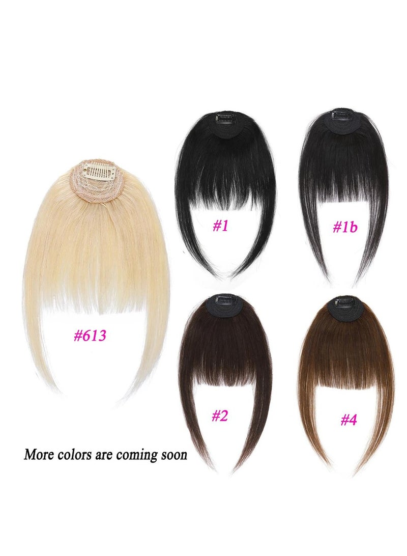 General Clip in Bangs 100% Real Human Hair Bangs Hair Clip Thin Dark Brown Fake Bangs,Clip on Bangs for Women Faux Bangs Clip in Hairpieces with Hair Roller  - Image 4