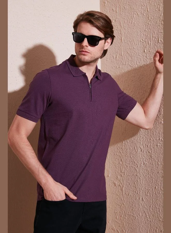 Buratti Buratti Cotton Regular Fit Half Zipper Polo Collar T Shirt Men's Polo Collar T-Shirt 5901029