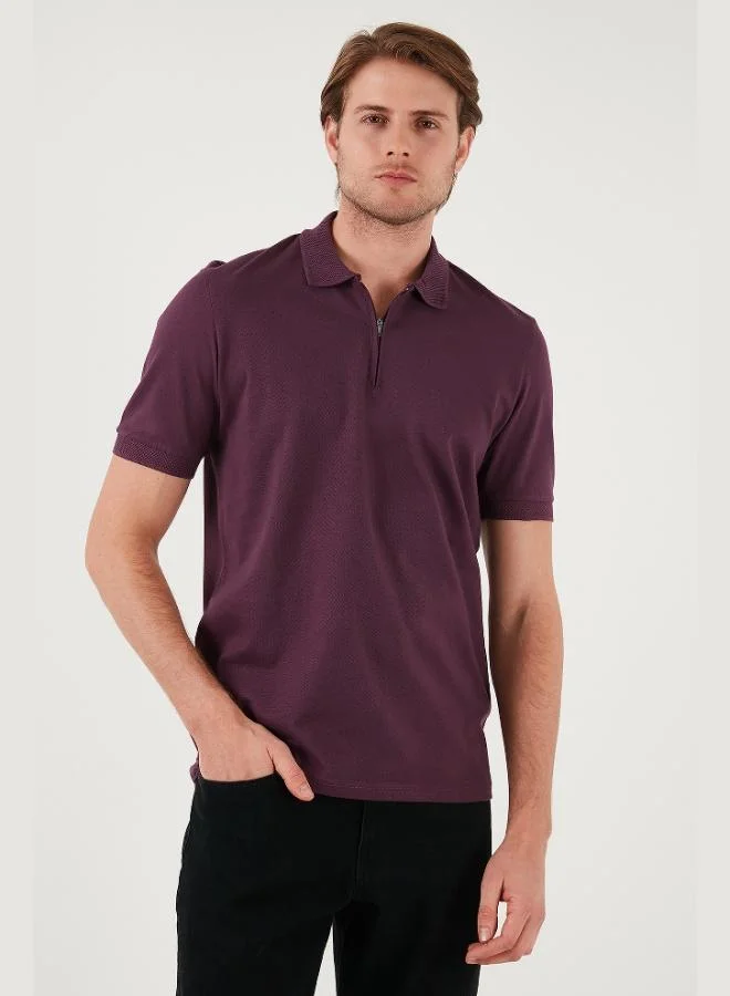 Buratti Buratti Cotton Regular Fit Half Zipper Polo Collar T Shirt Men's Polo Collar T-Shirt 5901029