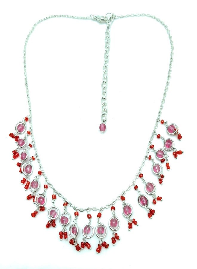 DCA Red Brass/Glass Women Necklace (4168) - Image 1