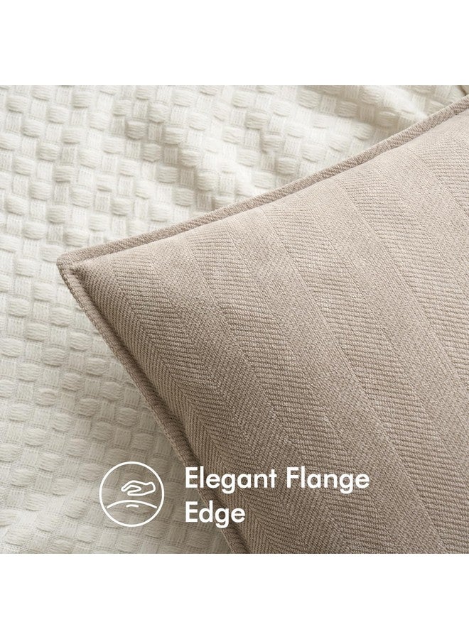 MIULEE عبوة من 2 أغطية وسائد زخرفية باللون البيج 20x20 بوصة ناعمة من الشنيل وسائد رمي فاخرة للكنبة أغطية وسائد مزرعة بتصميم أنيق للكنبة وغرفة النوم وغرفة المعيشة وديكور المنزل - Image 2