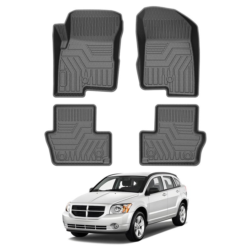 Mixsuper Floor Mats Compatible with 20072012 Dodge Caliber  20072017 Jeep PatriotCompass Old Body Style All Weather Floor Liners 1st  2nd Row Set Black
